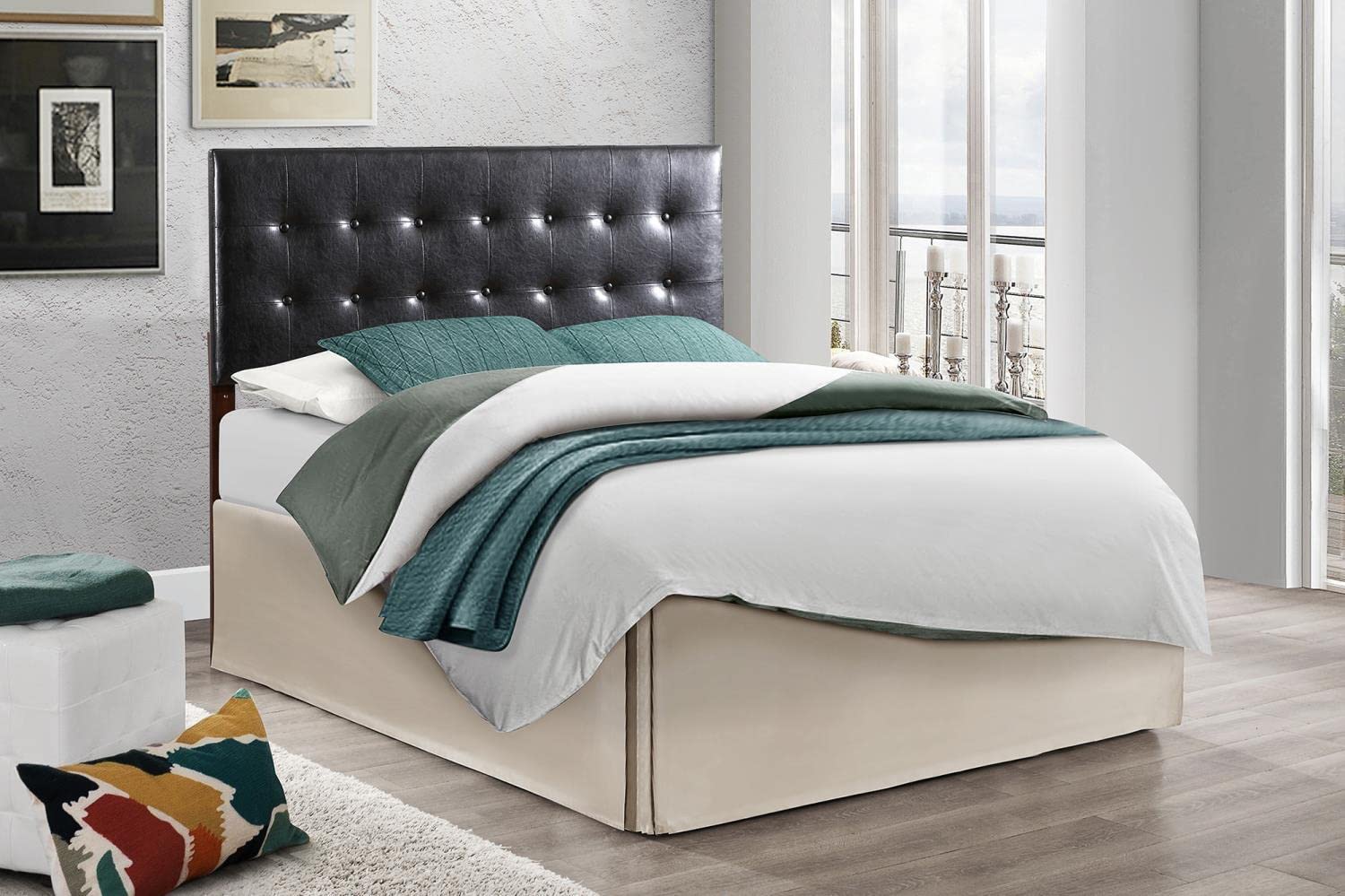 Modern Black Tufted Upholstered Panel Headboard for Bedroom - Super Nova Design, Queen/King Size, Luxury Bed Frame Accent for Master Suite & Guest Room Decor