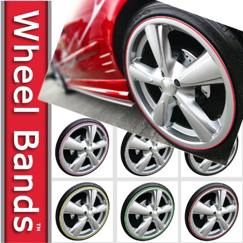 13-18 Inch Wheel Bands Rim Protector Kit - Red with Black Track Design for Car, Truck & SUV - Prevent Scratches & Enhance Style While Driving & Parking
