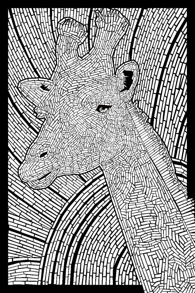 Giraffe Coloring Book - 24x36 Gallery Quality Metal Art Print, Aluminum Wall Decor for Kids Room, Nursery & Office - Perfect for Home, Classroom & Gifts