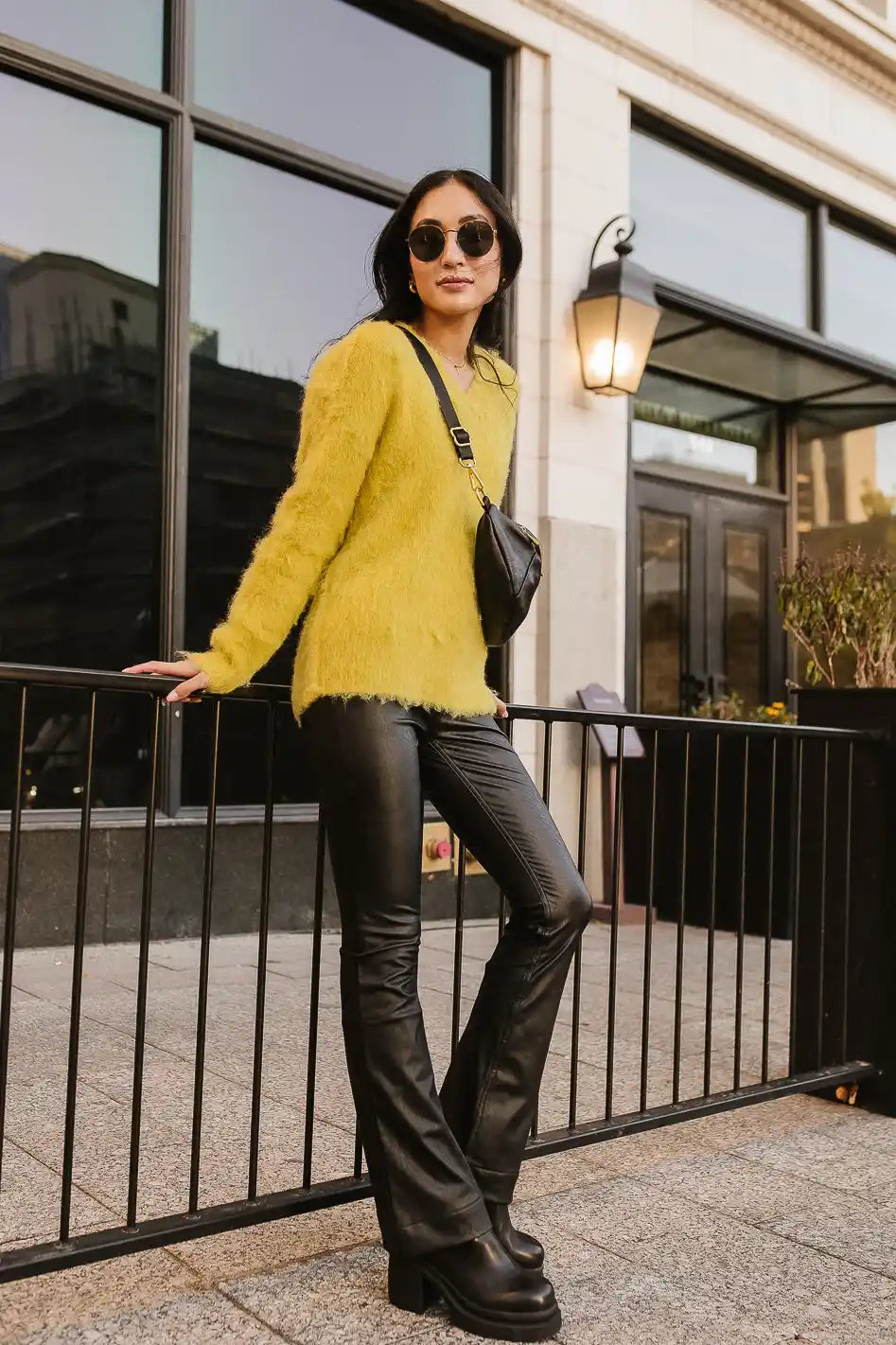 Miller Fuzzy Sweater in Chartreuse Green | Cozy Knit Pullover for Women | Perfect for Fall & Winter Outfits, Casual Wear & Holiday Gatherings