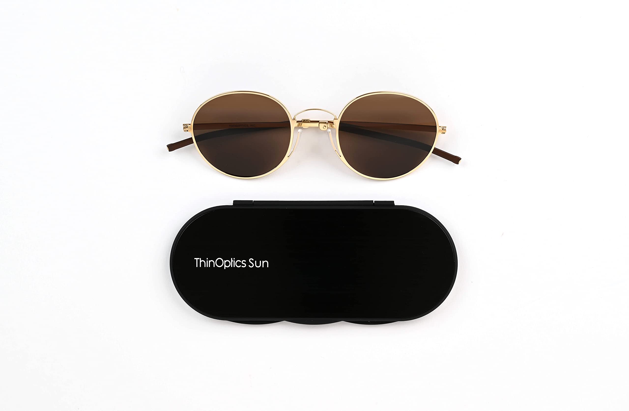 ThinOptics Milano Aluminum Case with Round Sunglasses - Stylish & Durable Eyewear for Outdoor Activities, Travel, and Everyday Use