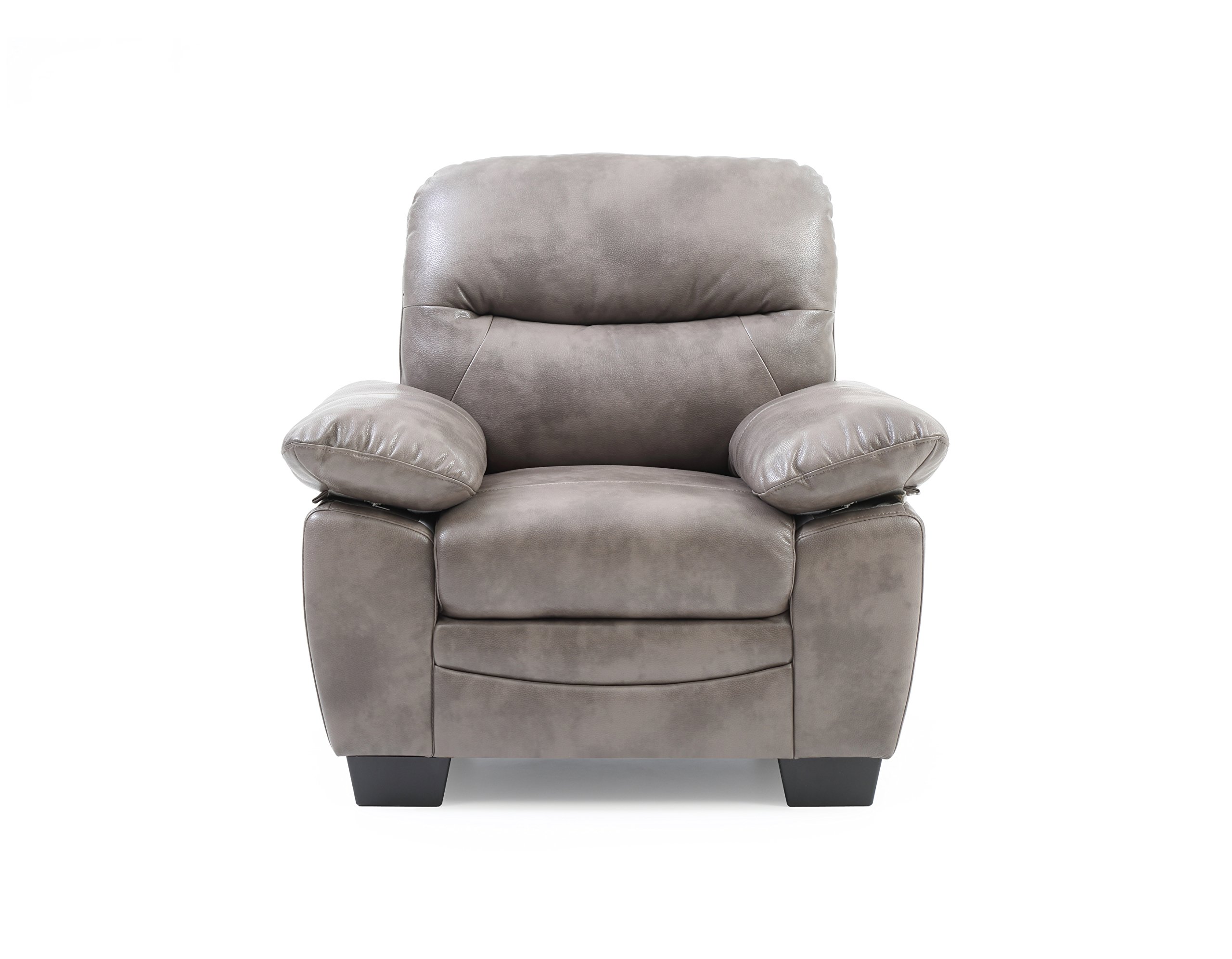 Glory Furniture Upholstered Arm Chair - Gray Faux Leather Living Room Accent Chair for Home Office, Lounge & Reading Nook