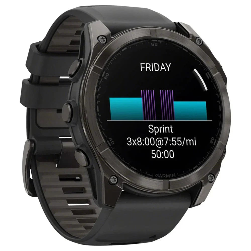 Garmin Fenix 8 Smartwatch 51mm AMOLED Display, Sapphire Lens, Carbon Gray DLC Titanium Case with Black/Pebble Gray Silicone Band - GPS, Heart Rate Monitor for Running, Hiking & Outdoor Sports