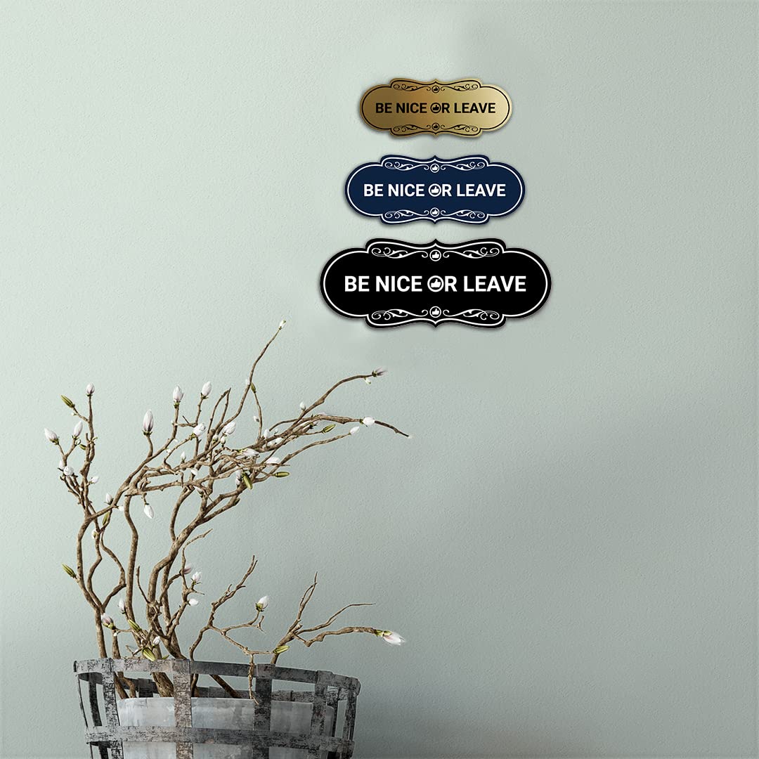 Be Nice Or Leave Sign - Small White & Red Wooden Wall Decor for Home, Office, or Cafe - Perfect for Indoor & Outdoor Spaces