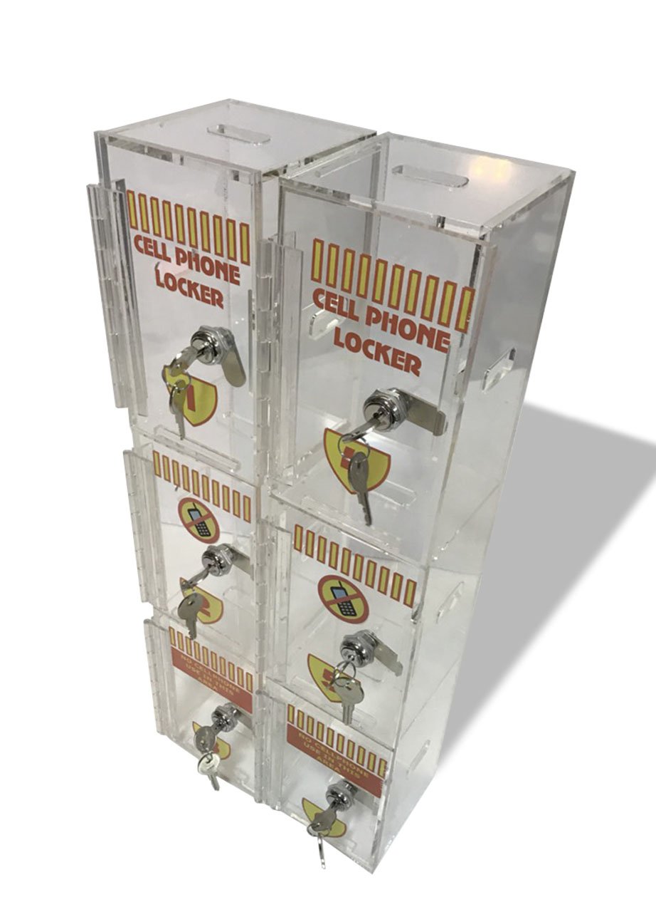 Wall Mounted Acrylic Cell Phone Locker - 2 Pack Set for Schools, Offices & Public Spaces - Secure Phone Storage Solution