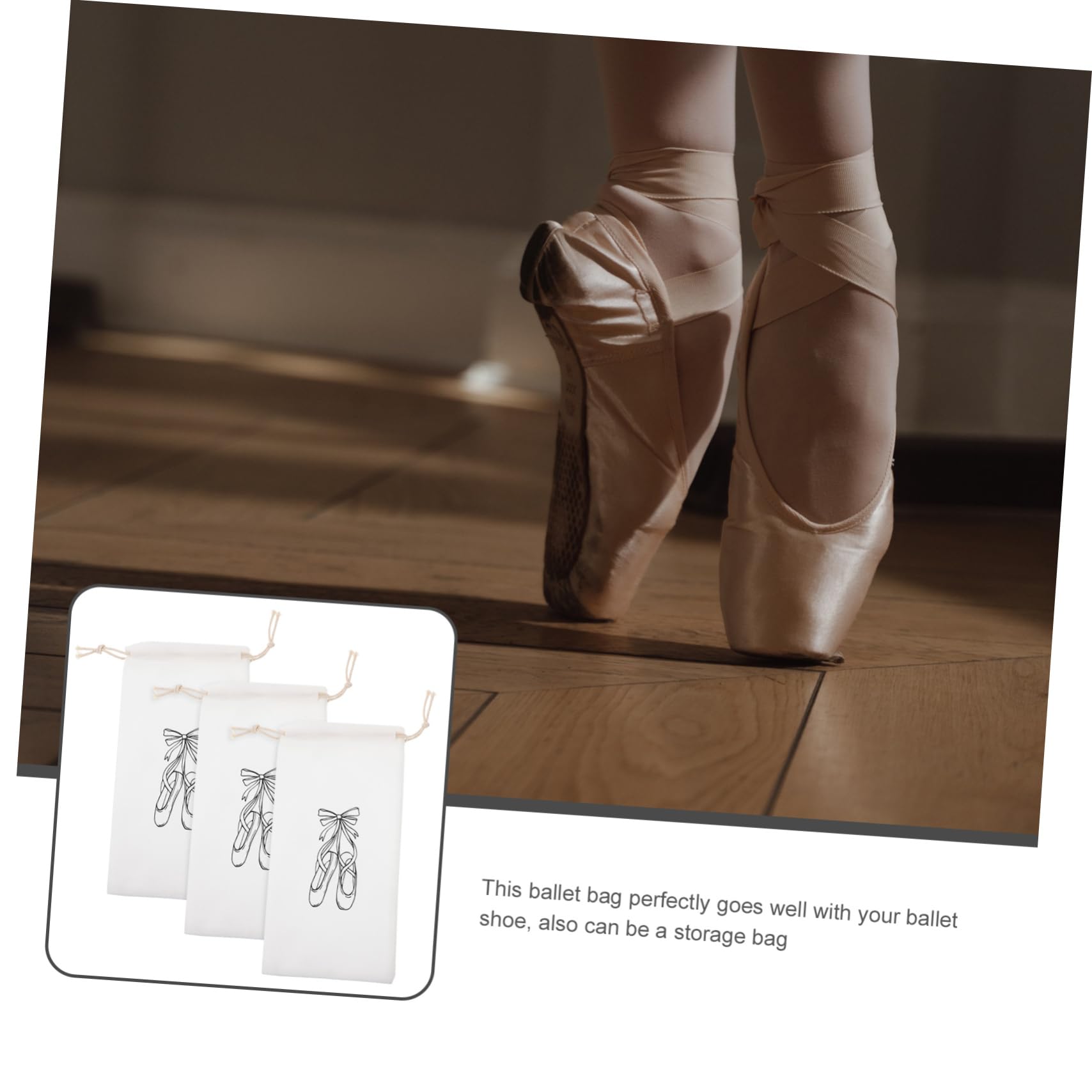 GAROZATION 9-Piece Ballet Shoe Storage Bag Set - Flannel Drawstring Dance Shoe Bags for Ballet, Pointe, Jazz & Dance Shoes - Perfect for Dance Classes, Recitals & Travel Organization
