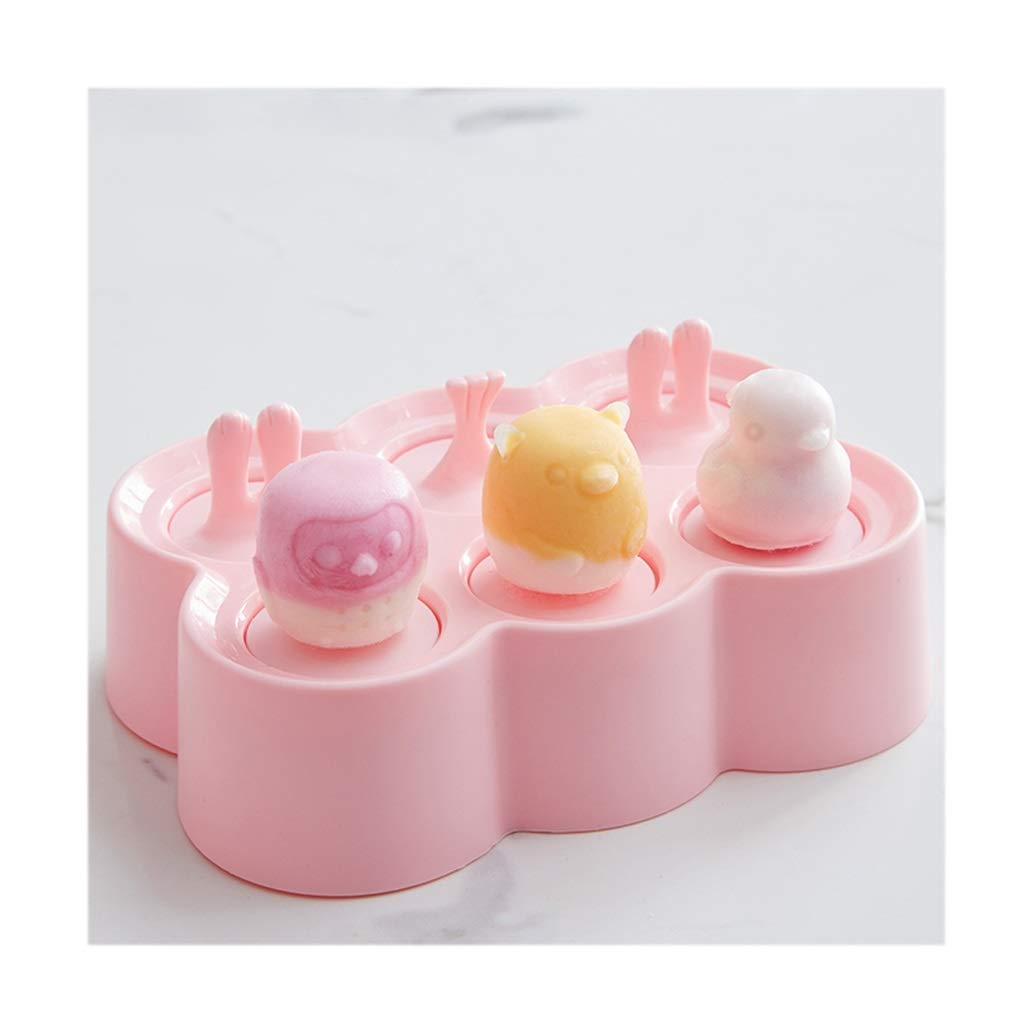 Reusable Silicone Ice Cube Trays with Lids - 6-Pack Animal-Shaped Popsicle Molds for Kids & Toddlers, Easy Release DIY Ice Cream Maker (Pink) - Perfect for Summer Snacks, Birthday Parties & Family Fun