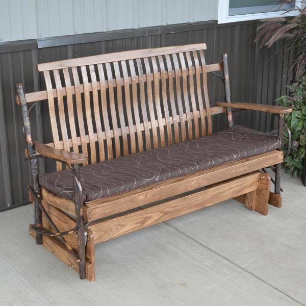 Premium Hickory Wood Porch Glider Swing - Outdoor Patio Rocking Bench for Garden, Deck & Backyard Relaxation | Weather-Resistant & Comfortable Seating