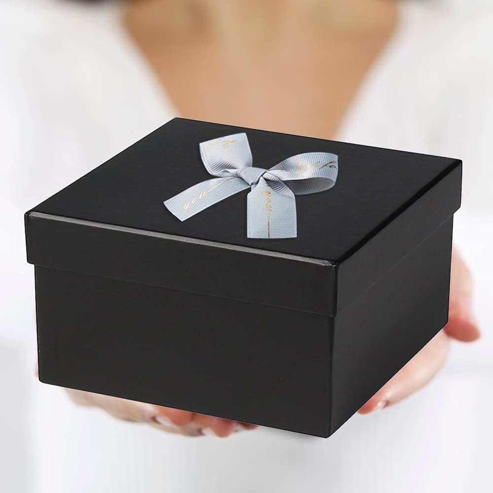 Briful 4-Piece Square Paper Jewelry Gift Box Set with Lid - Small Storage Boxes in Assorted Sizes for Jewelry, Bridesmaid Gifts, Crafts, Toys & Gift Wrapping - Perfect for Weddings, Parties & DIY Projects - Black