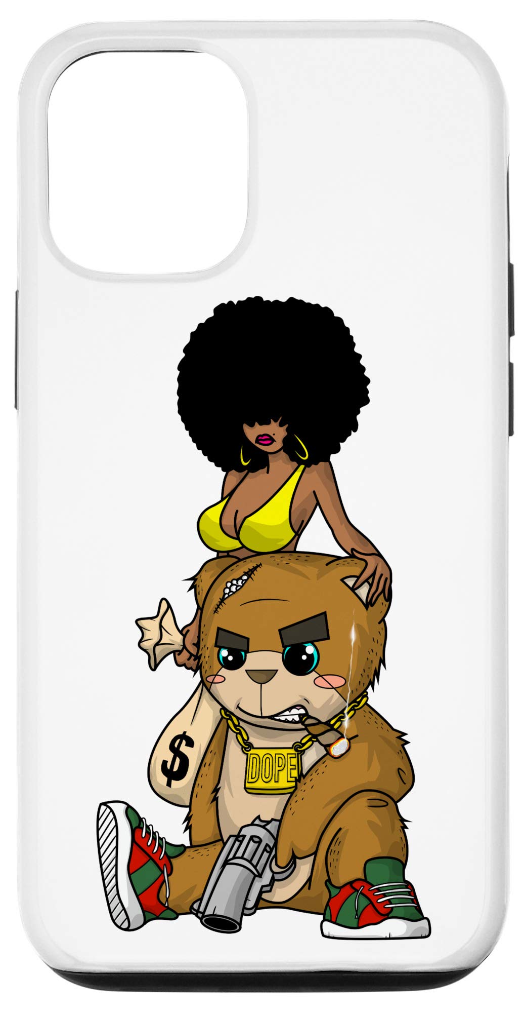 iPhone 12/12 Pro Teddy Bear Gangster Rap Case - Hip Hop Hustle Hard Get Money Design - Perfect for Music Lovers & Urban Fashion Enthusiasts
