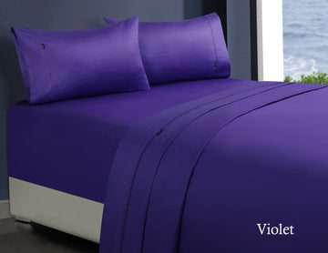 Premium 1000 Thread Count Egyptian Cotton Sheet Set - Double Size, Violet - Luxury Soft Bedding for Hotels, Guest Rooms & Master Bedrooms