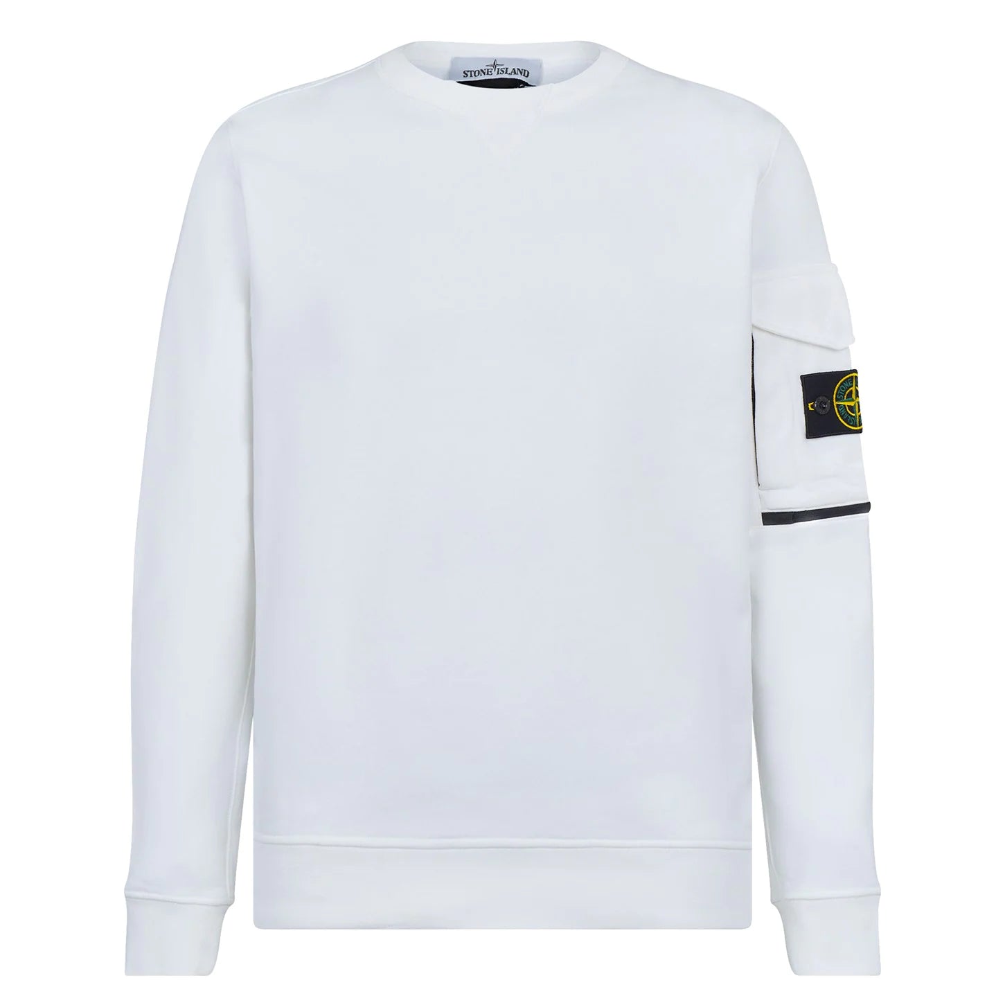Stone Island Ivory Arm Pocket Sweatshirt - Men's Casual Pullover Hoodie with Zippered Pocket | Perfect for Streetwear & Outdoor Activities