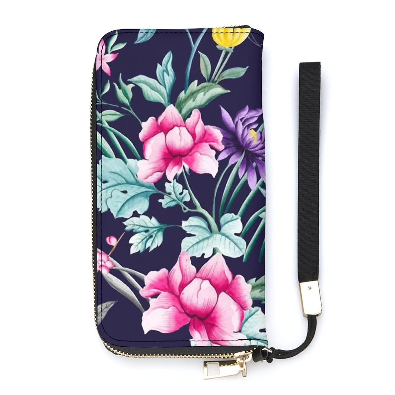 Women's PU Leather Zip Around Wallet with Wristlet Strap - RFID Blocking Phone Purse & Card Holder for Everyday Use, Travel, and Shopping