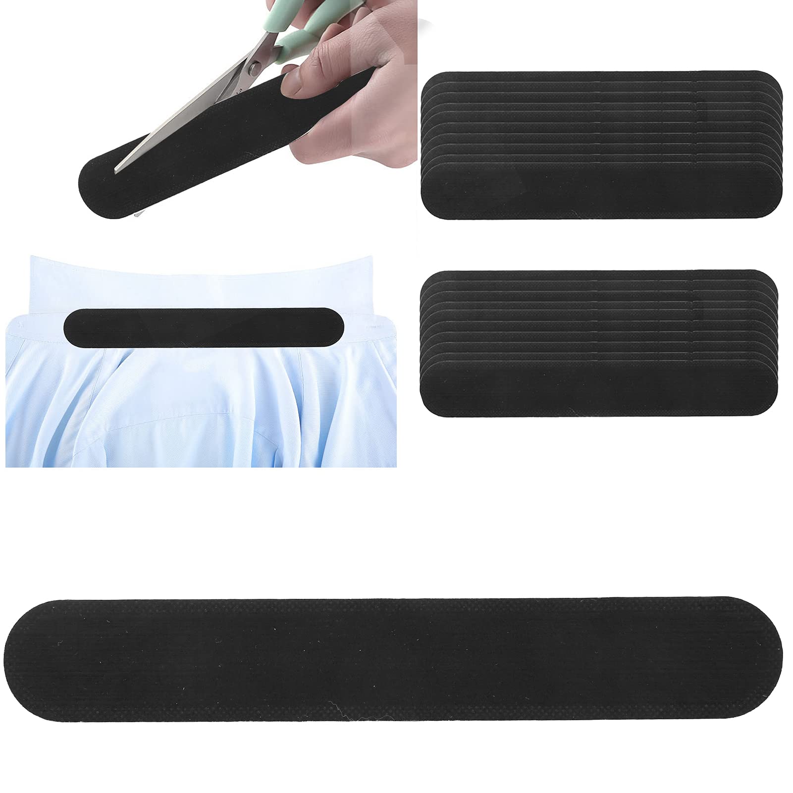 20pcs Disposable Self-Adhesive Collar Sweat Pads - Invisible Neck Liner Protector for Hats & Shirts - Prevents Sweat Stains for Women & Men (Black) | Perfect for Workouts, Outdoor Activities & Formal Wear