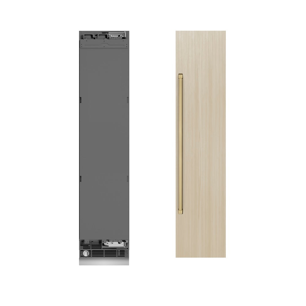ZLINE Autograph Edition 18 Inch 8.6 Cu Ft Panel Ready Right Hinge Column Freezer - Graphite Gray Interior with Champagne Bronze Accents (RBCFVRZ 18 CB) | Perfect for Home Kitchens, Restaurants & Commercial Use