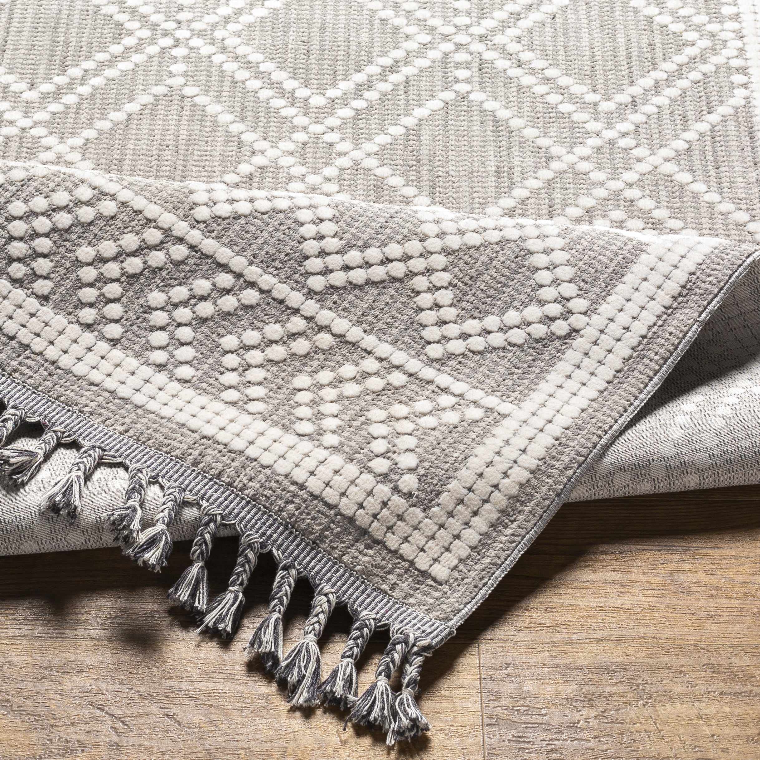 Hauteloom Taye Modern Area Rug for Living Room and Bedroom - Soft Gray and Green - 7'10