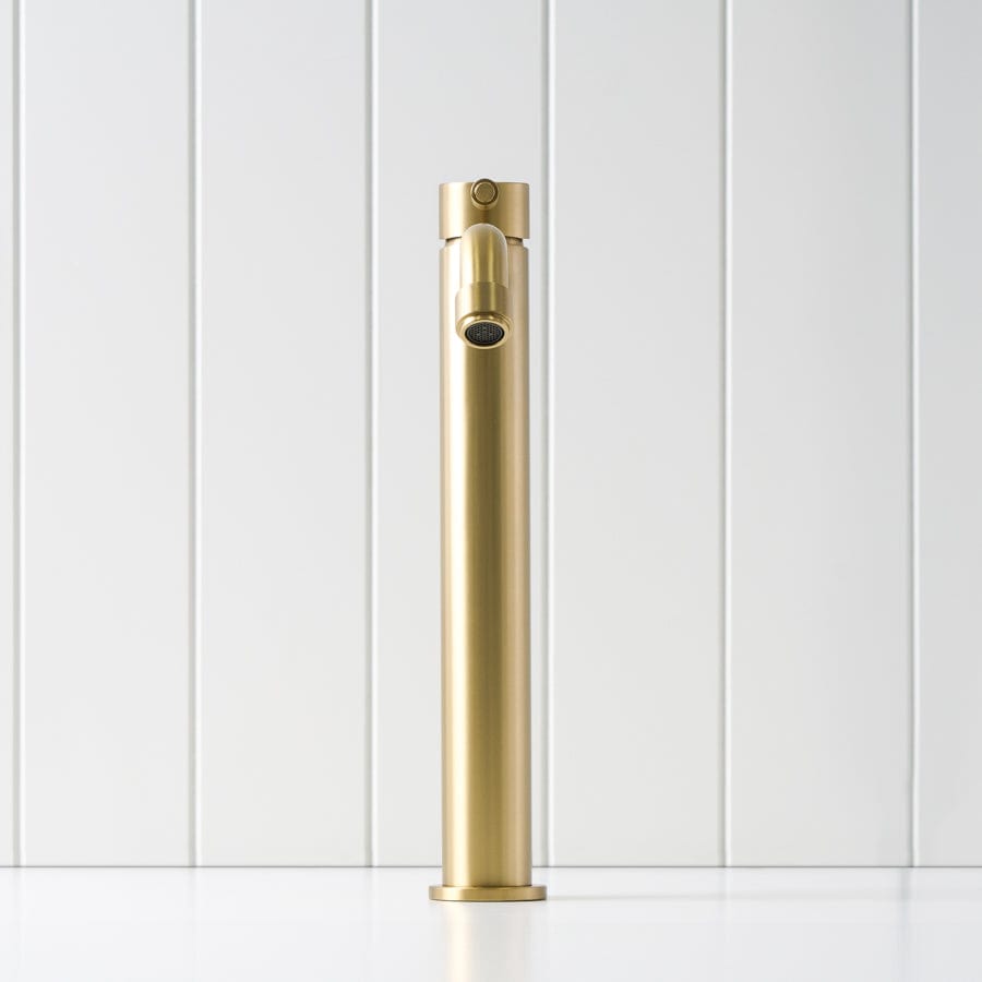 Premium Brushed Brass Tall Basin Mixer - Modern Bathroom Faucet for Melbourne Homes | Perfect for Vanities, Sinks & Luxury Bathrooms