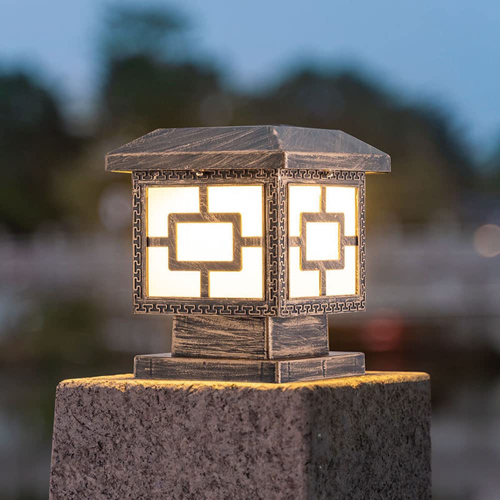 Solar Powered Outdoor LED Pillar Lights - Waterproof Garden Post Lamps with High Transmittance Acrylic Shade for Lawn, Pathway & Landscape Lighting (Set of 2) - Perfect for Patio, Driveway and Backyard Decor