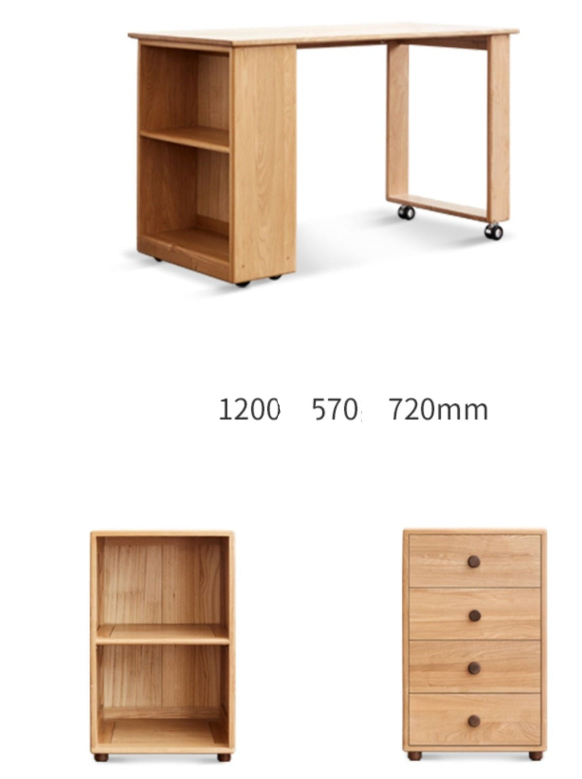 Solid Oak Wood Mid-High Bed with Slanted Ladder - Sturdy Adult Loft Bed for Small Spaces, Dorm Rooms & Modern Apartments