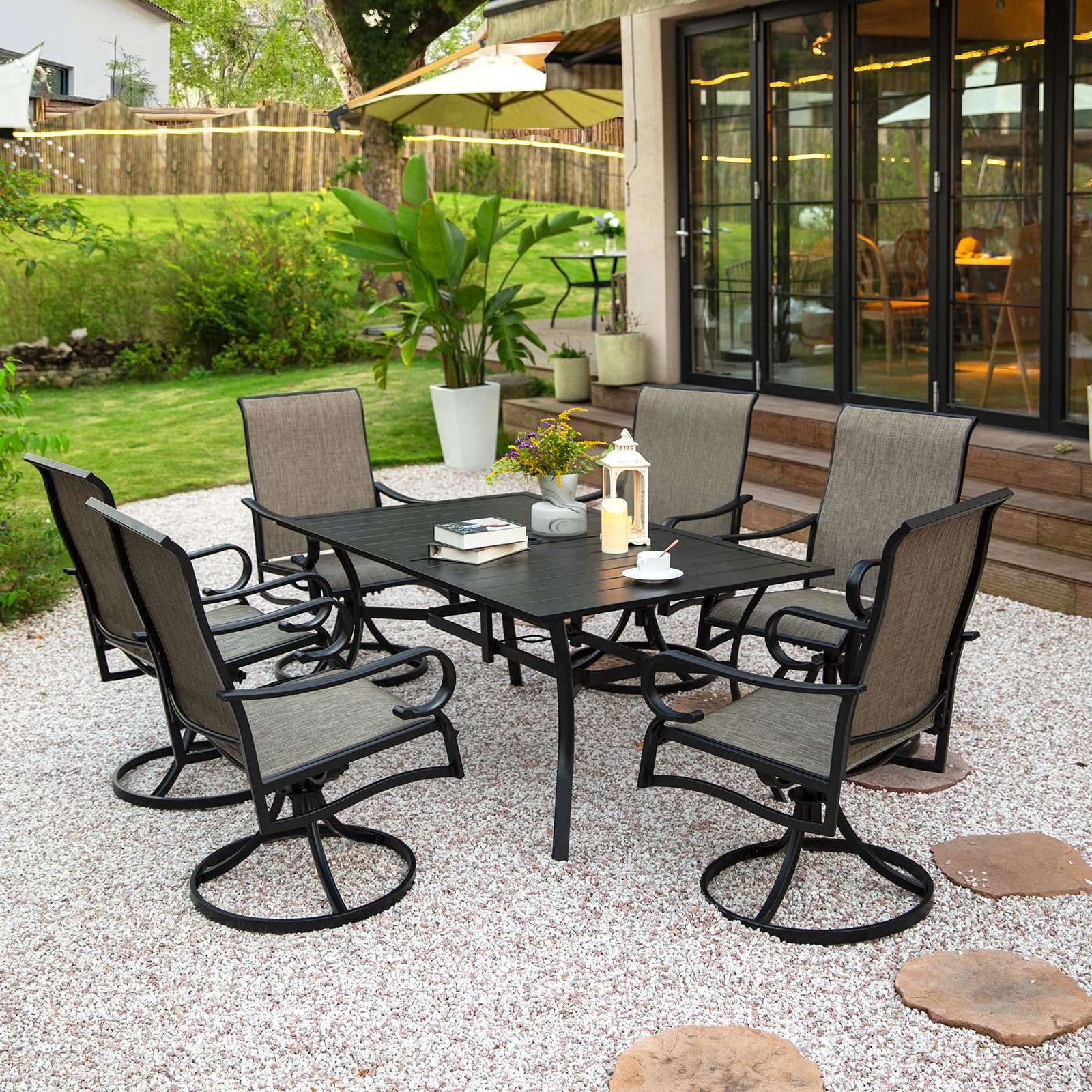 MEOOEM 4-Piece Patio Dining Chair Set - Outdoor Swivel Rocking Chairs with Durable Textilene Mesh Fabric - Perfect for Garden, Backyard, Poolside & Patio Relaxation