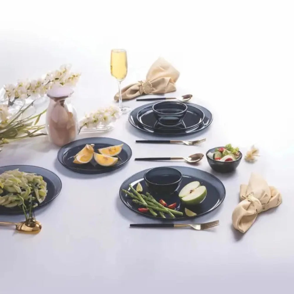 Borosil Aura Premium Glass Dinner Set - 18-Piece Shatterproof Tableware for Daily Use, Dishwasher Safe, Elegant Grey - Perfect for Family Dinners, Parties & Restaurant Style Dining