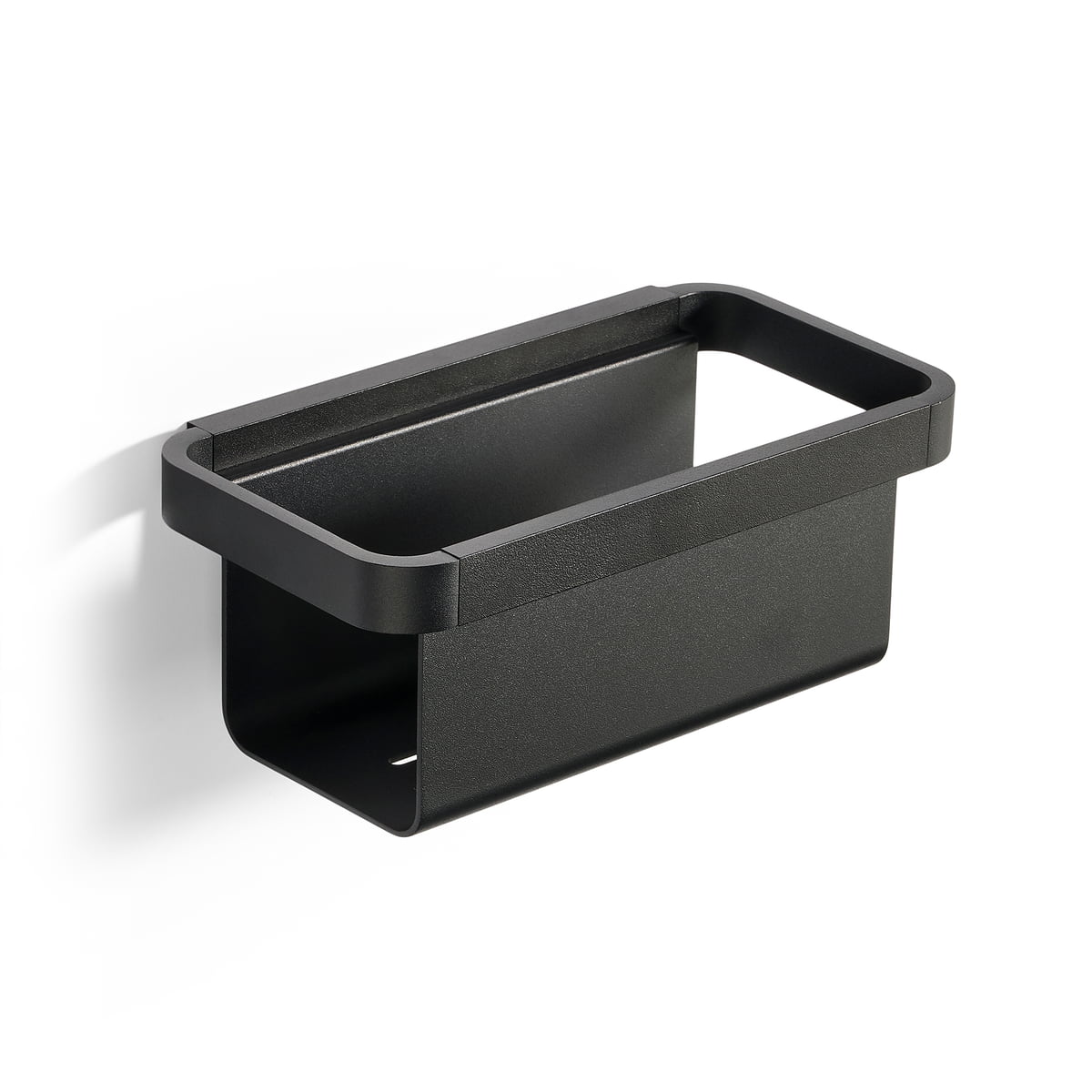 ZONE DENMARK Rim Shower Shelf with Basket - 22x11x9cm Bathroom Organizer - Black Shower Caddy for Soap, Shampoo & Beauty Products - Perfect for Small Spaces & Modern Bathrooms