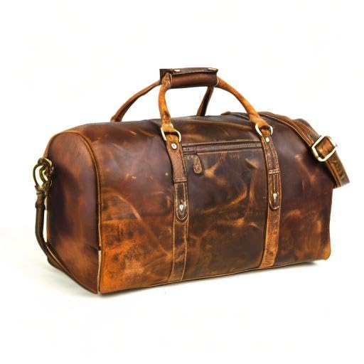 Premium Leather Travel Duffel Bag for Men - Waterproof Gym & Sports Weekender Bag - Airplane Carry-On Luggage with Shoulder Strap - Perfect Father's Day Gift for Dad | Business Trips, Gym Workouts & Weekend Getaways