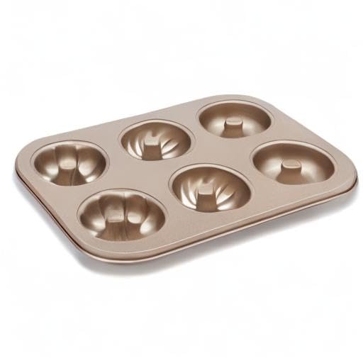 Beasea 6-Cavity Nonstick Donut Baking Pan Set of 2 - Carbon Steel Mini Donut & Bagel Molds for Oven - Perfect for Homemade Doughnuts, Donut Holes & Bagels - Ideal for Breakfast, Parties & Holiday Baking
