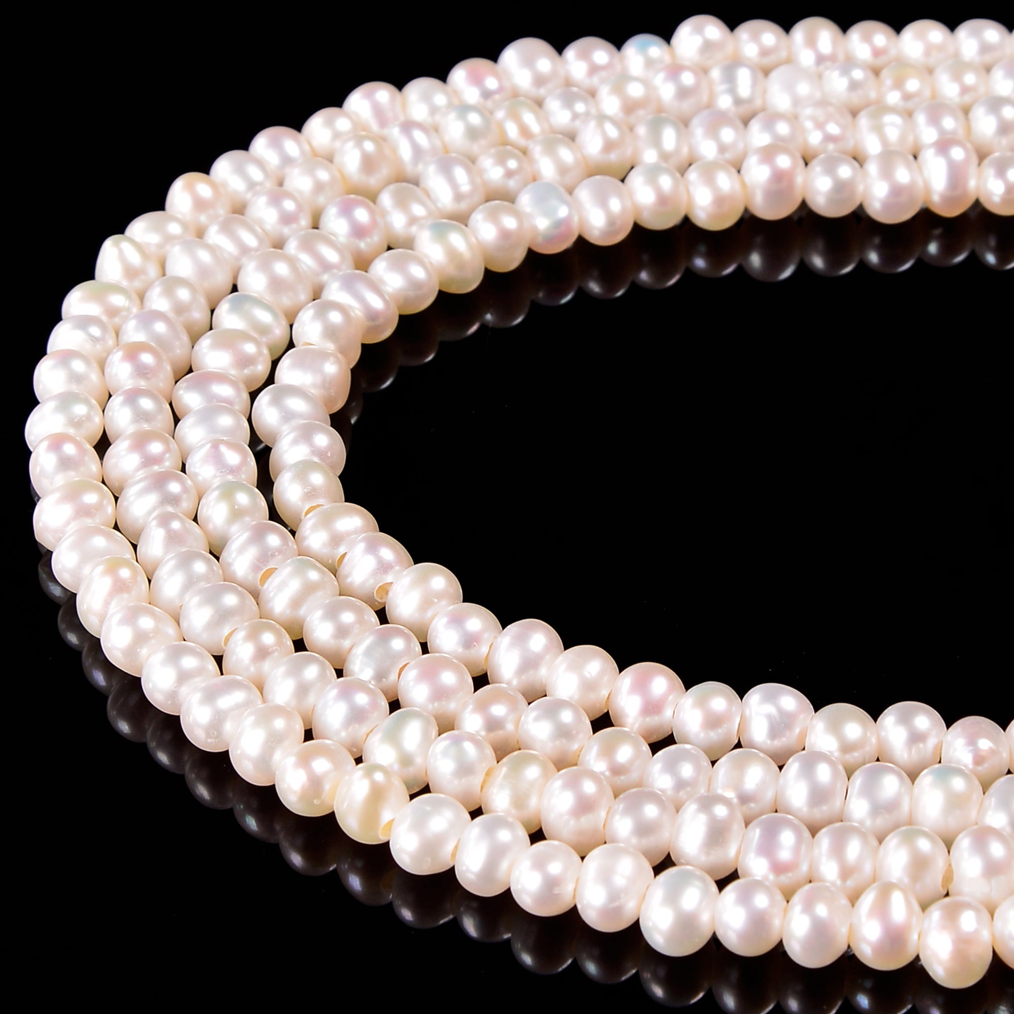 5-6mm White Freshwater Pearl Potato Beads with 2.0mm Hole - 13
