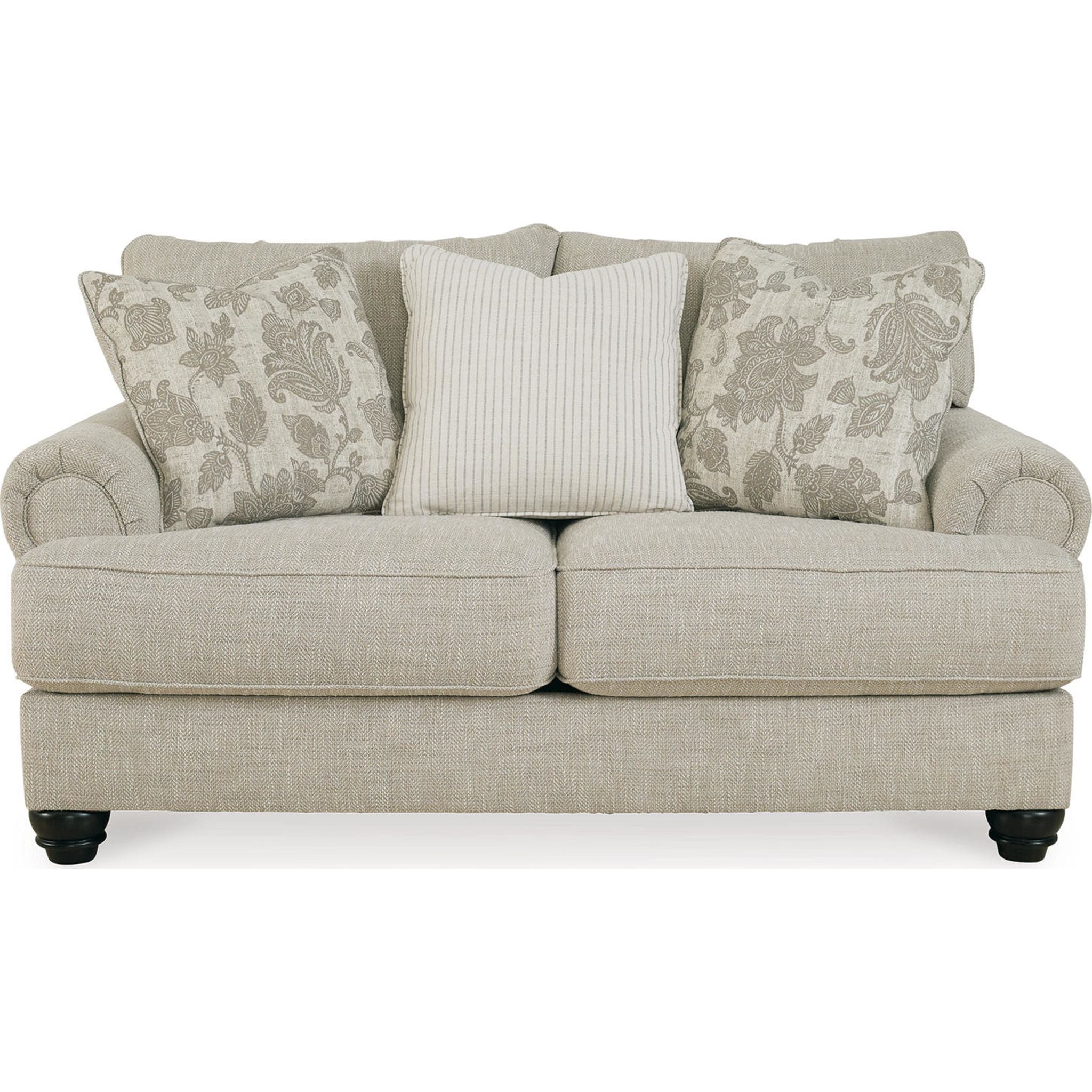 Asanti Loveseat in Fog - Modern Two-Seater Sofa for Living Room, Lounge & Small Spaces - Comfortable Fabric Loveseat with Soft Cushions
