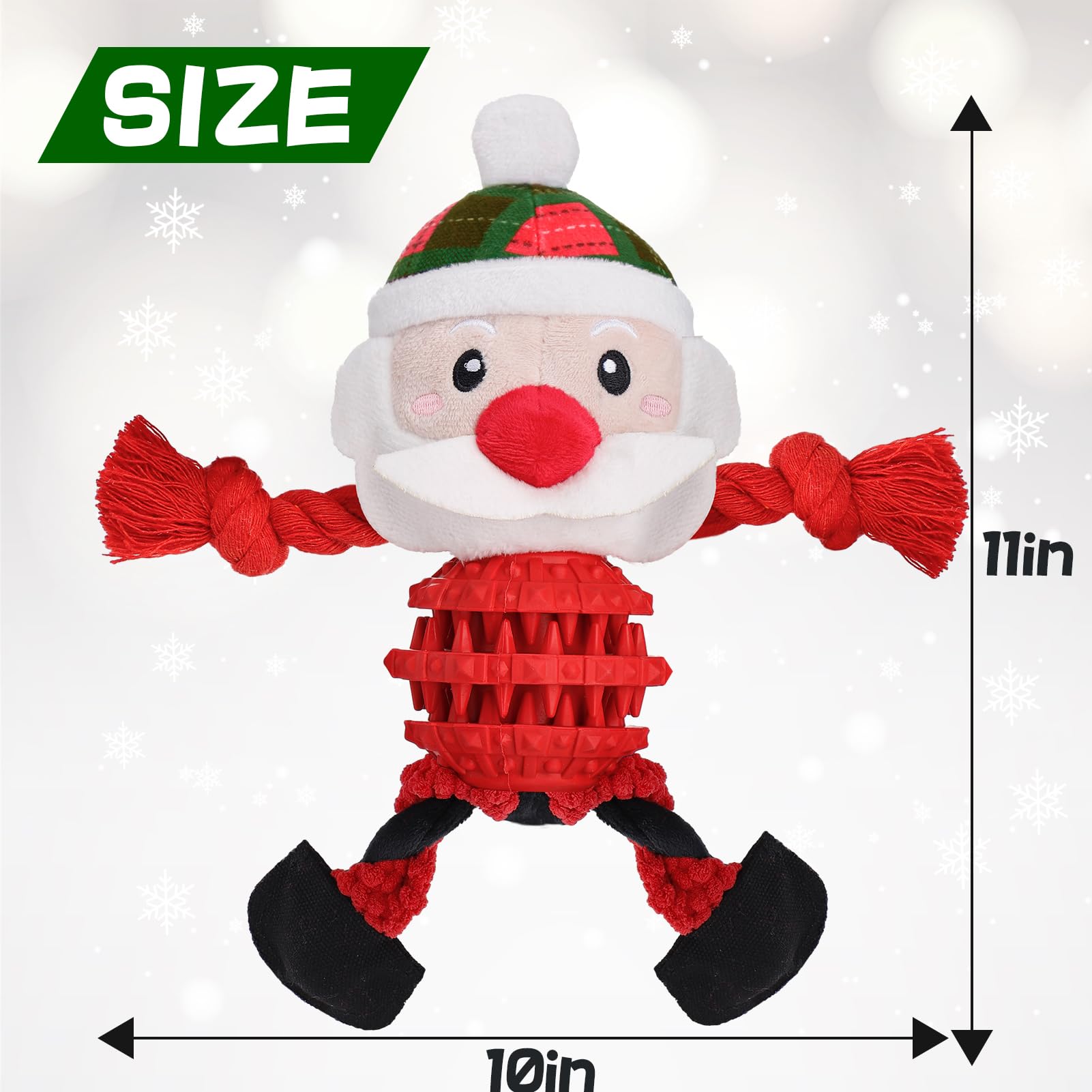 MEWTOGO Christmas Squeaky Dog Toy - Durable Chew Toy for Aggressive Chewers, Interactive Stuffed Animal Gift for Large Medium & Small Dogs (Santa) - Perfect for Holiday Playtime & Training