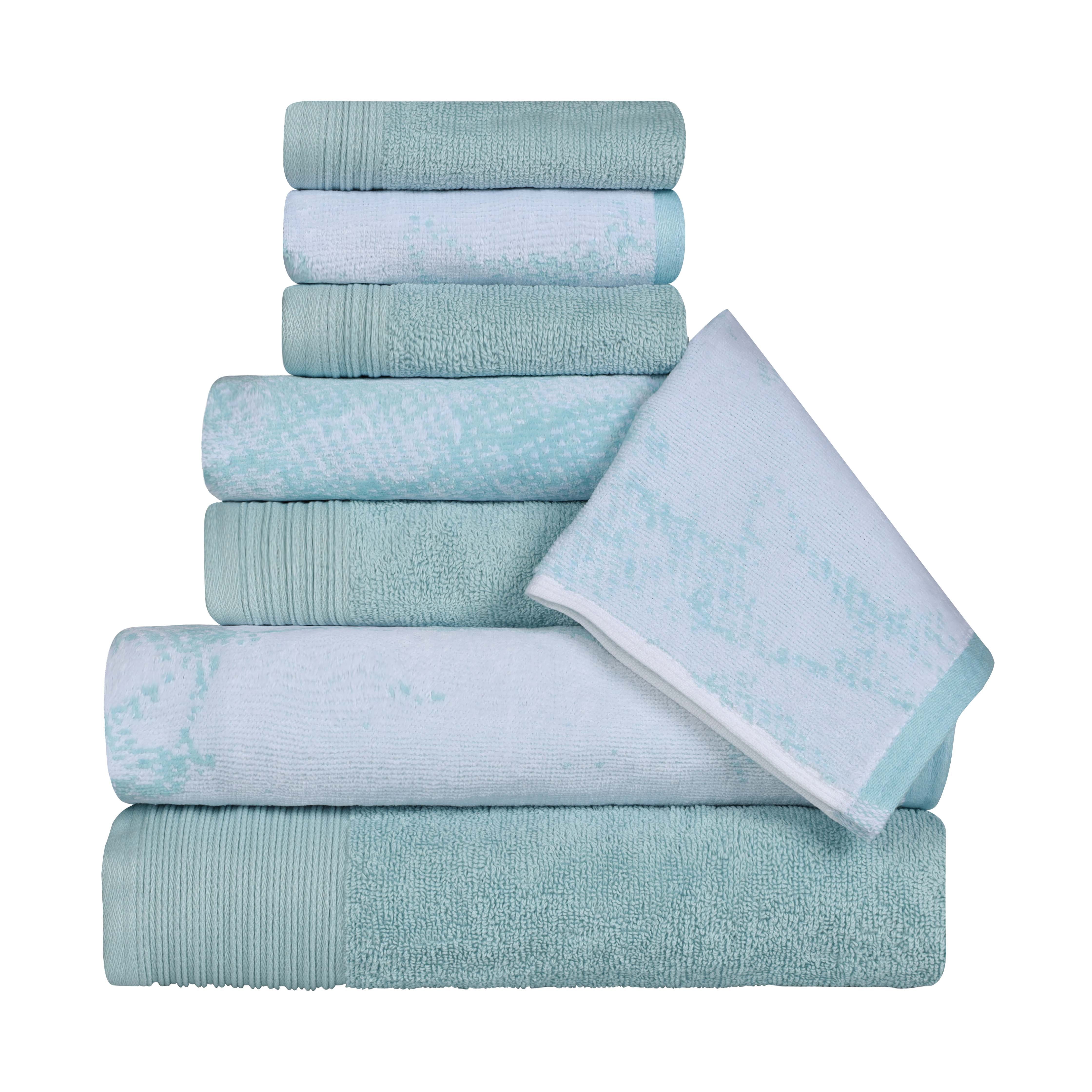 Premium 8-Piece Cotton Quick-Drying Towel Set - Solid & Marble Patterns for Bath, Beach, Gym, and Spa | Ultra Absorbent & Soft Bath Towels for Home & Travel