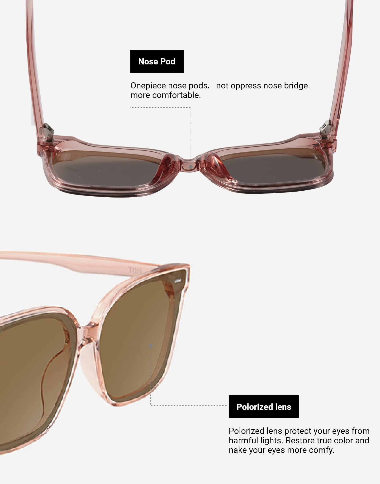 TIJN Polarized Sunglasses for Women & Men - UV Protection Oversized Square Shades with Large Frame - Perfect for Driving, Beach, and Outdoor Activities