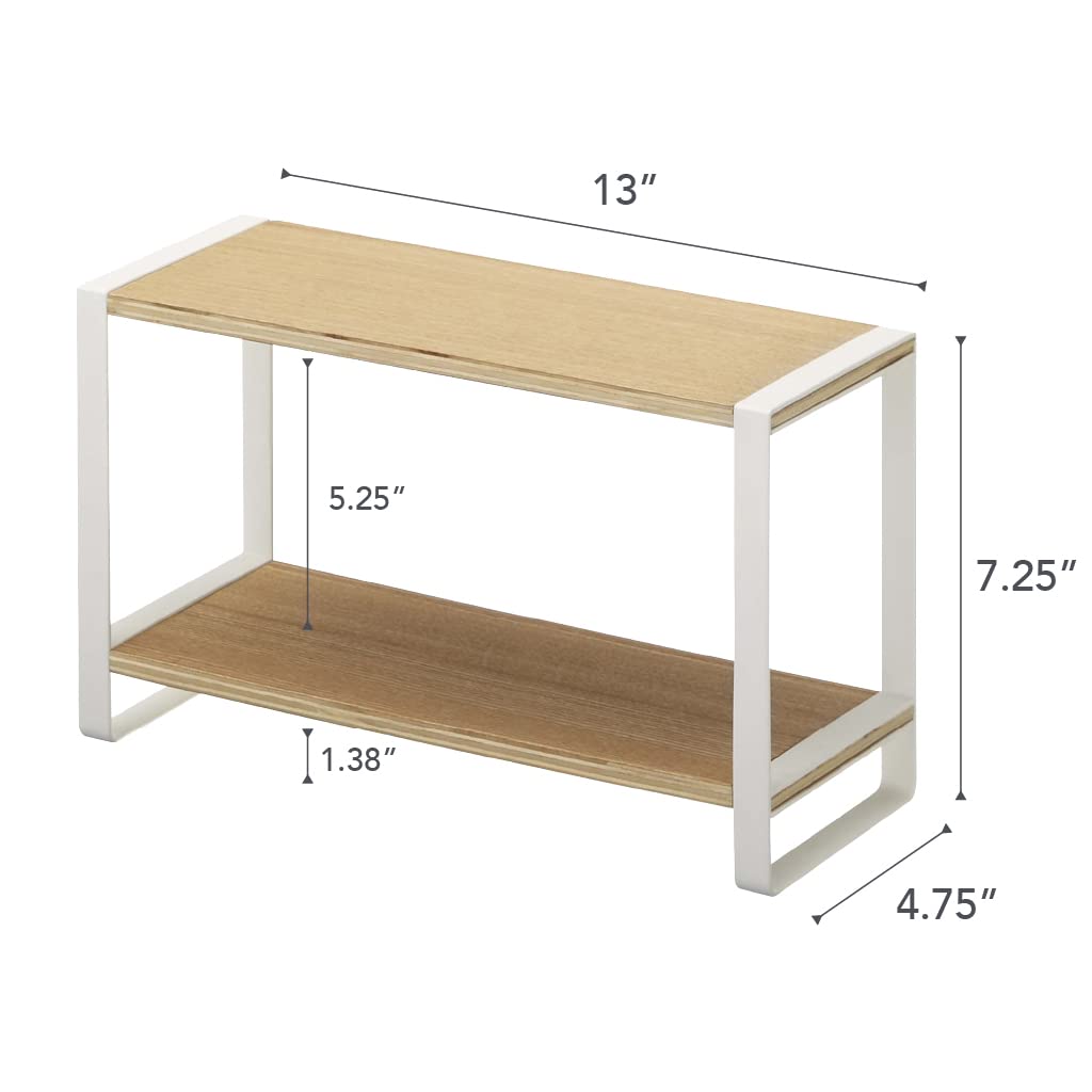 Yamazaki Home Tosca Kitchen Rack - Countertop Storage Shelf Organizer with Steel Frame and Wood Shelves - Perfect for Spice Racks, Pantry Organization, and Small Kitchen Appliances Storage