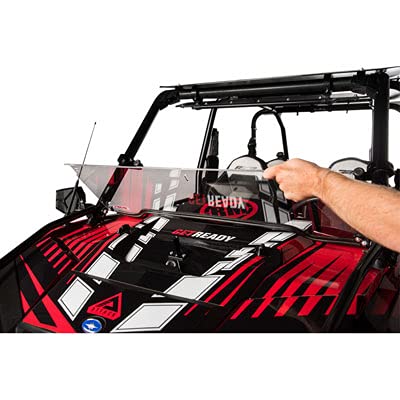 Tusk UTV Hard Coated Hinged Windshield +2-inch for Polaris RZR 4 800 (2010-2014) - Durable Protection for Off-Road Adventures & Trail Riding