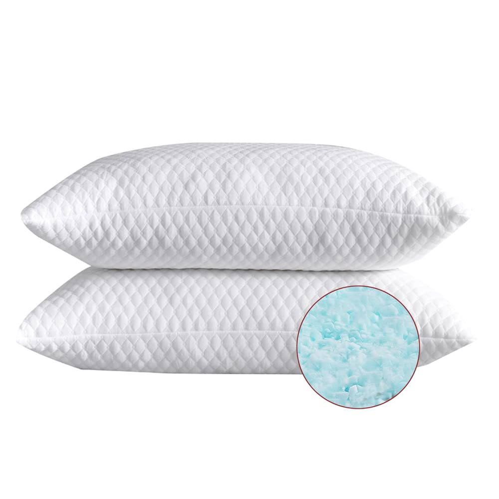 NTCOCO 2-Pack Shredded Memory Foam Pillows for Sleeping - King Size Cooling Hypoallergenic Bed Pillows with Washable Cover for Back, Side & Stomach Sleepers | Perfect for Home, Hotel & Travel Use