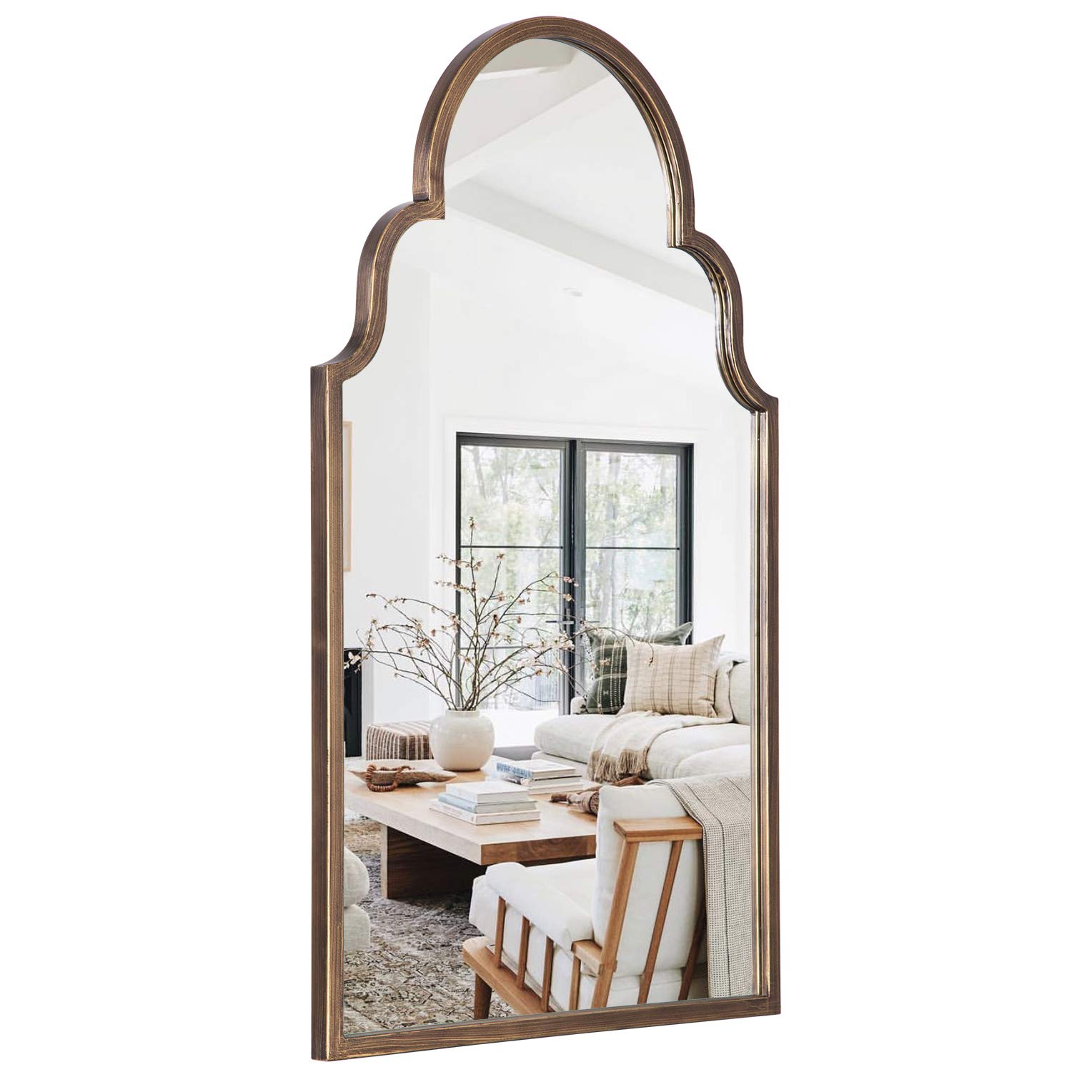Vintage Golden Wall Mirror with Decorative Bronze Metal Frame - 39