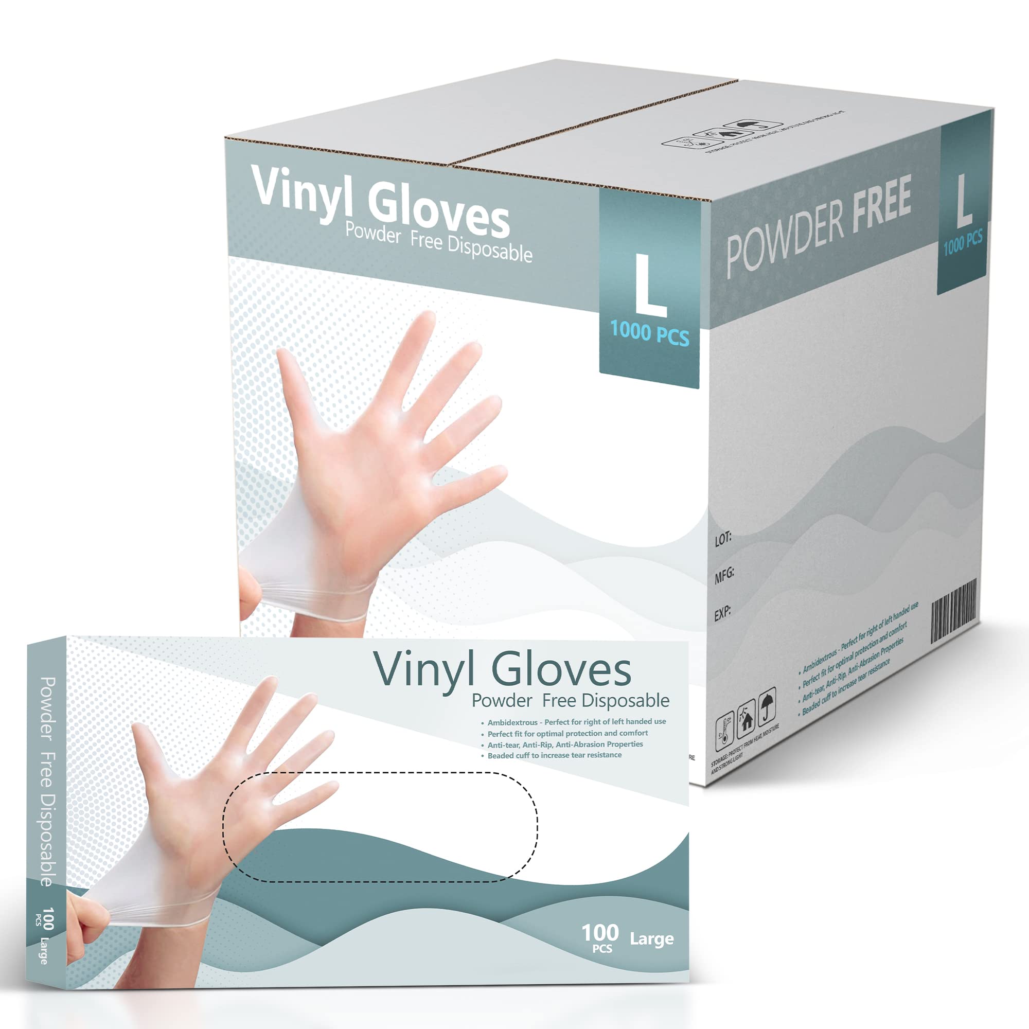 Premium Disposable Vinyl Gloves - Latex Free, Powder Free & Comfortable for Food Handling, Cleaning, Medical Use & Home Protection