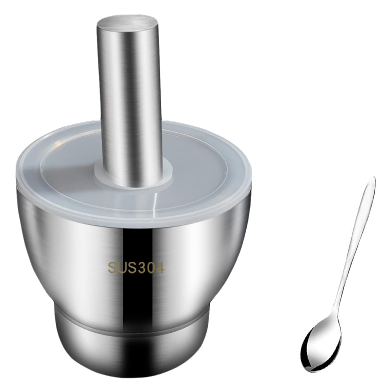 Premium Stainless Steel Mortar and Pestle Set – Heavy Duty Spice Grinder for Herbs, Pills, and Fine Powder | Perfect for Guacamole, Pesto, and Seasoning | Kitchen & Apothecary Essential with Lid