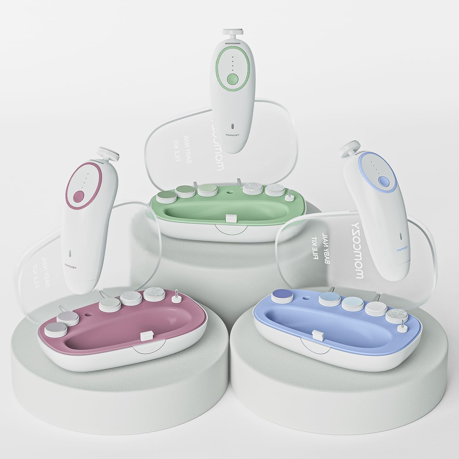 Momcozy Rechargeable Electric Baby Nail Trimmer with 7 Grinding Heads & Night Light - Gentle Baby Nail Clipper for Newborns & Toddlers - Perfect for Safe Nail Care at Home or Travel