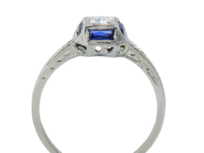 Art Deco Style Belais Diamond Sapphire Engagement Ring for Women - Vintage Inspired Wedding Band, Perfect for Proposals, Anniversaries & Special Occasions