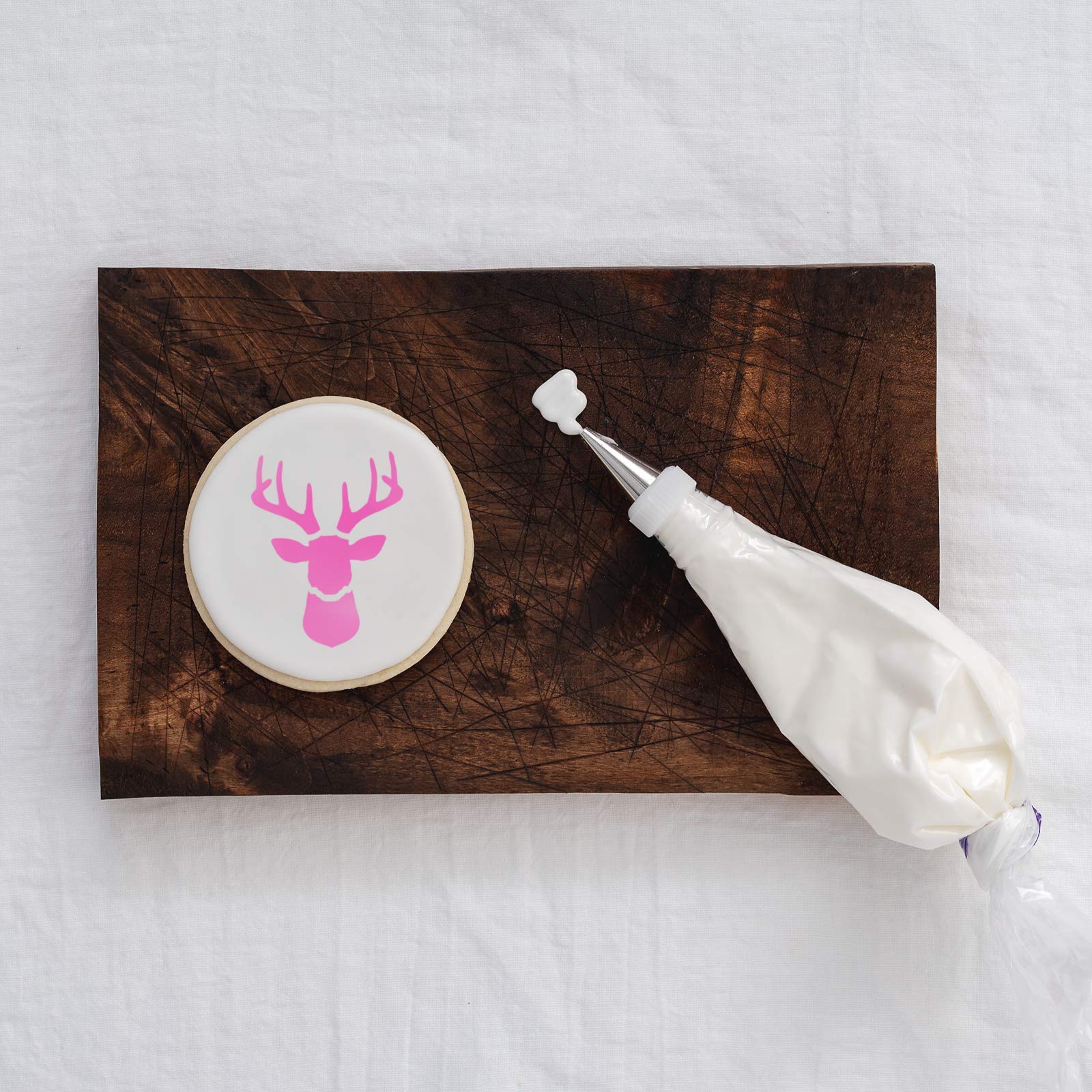 Deer Head Cookie Stencil Set - Reusable Baking Stencils for Cookies, Cakes & Cupcakes - Perfect for Christmas, Birthday Parties & DIY Decorations