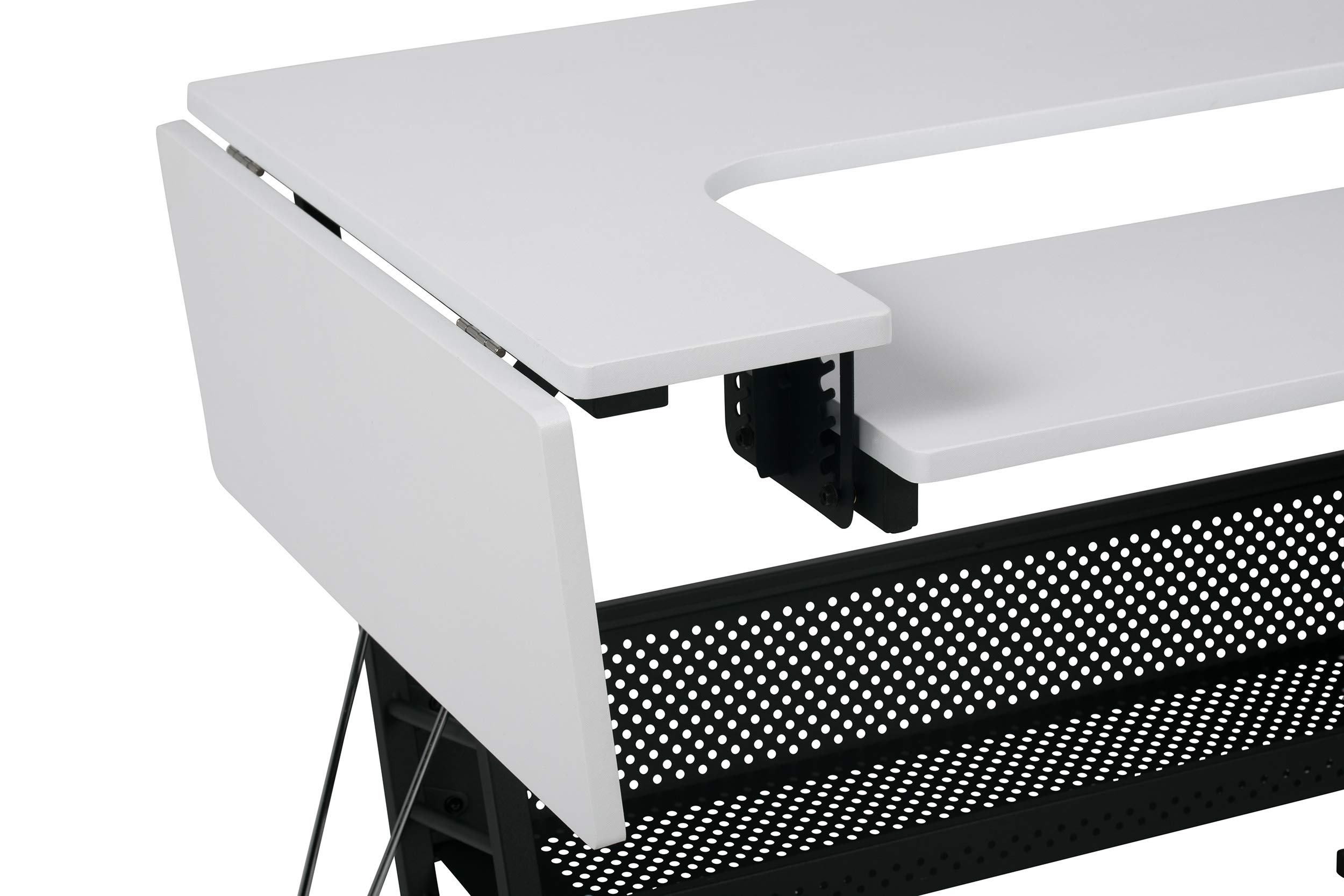 Eclipse Ultra Sewing Machine Table with Storage Drawers & Large Shelf - Convertible Hobby Workstation & Computer Desk (Black/White) | Perfect for Craft Rooms, Home Offices & Small Space Sewing Studios