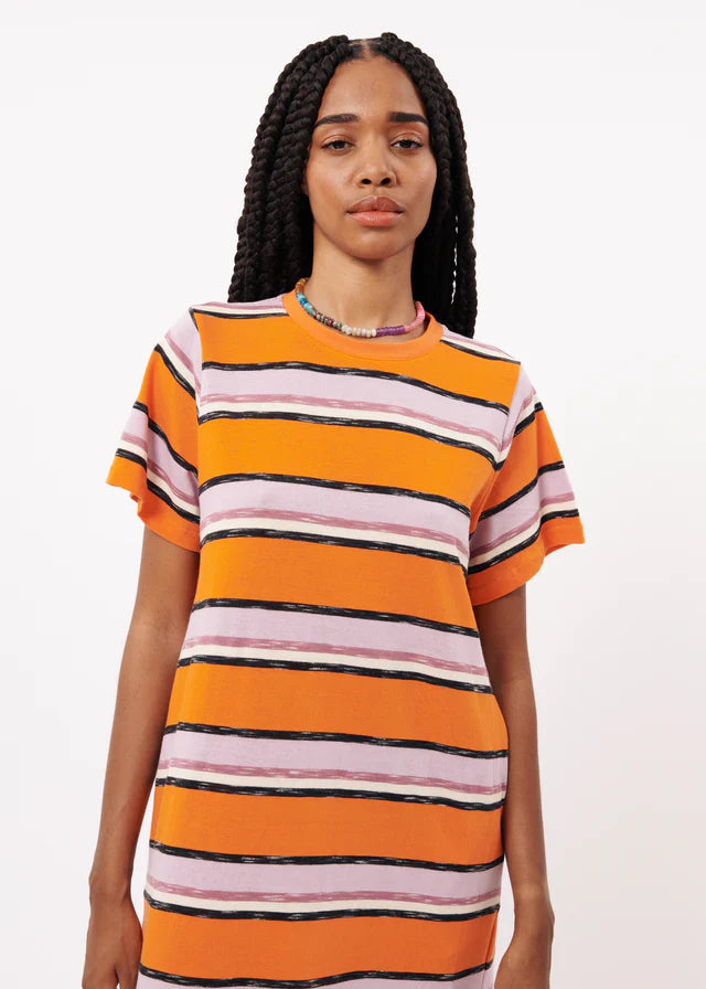 ARMONY Women's Orange T-Shirt Dress - Casual Long Sleeve Cotton Blend Tunic for Everyday Wear | Perfect for Work, Weekend Outings & Travel