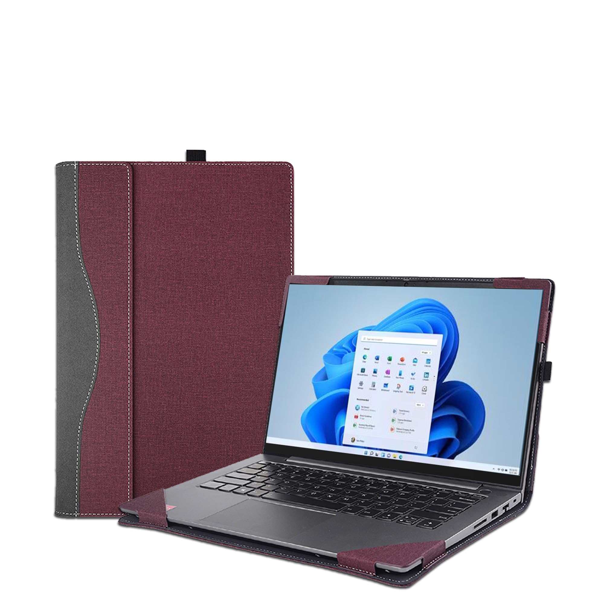 Premium PU Leather Laptop Sleeve for 16-inch Lenovo IdeaPad Slim 5/5 Pro/Pro 5 - Burgundy Protective Case Cover | Ideal for Work, Travel & School