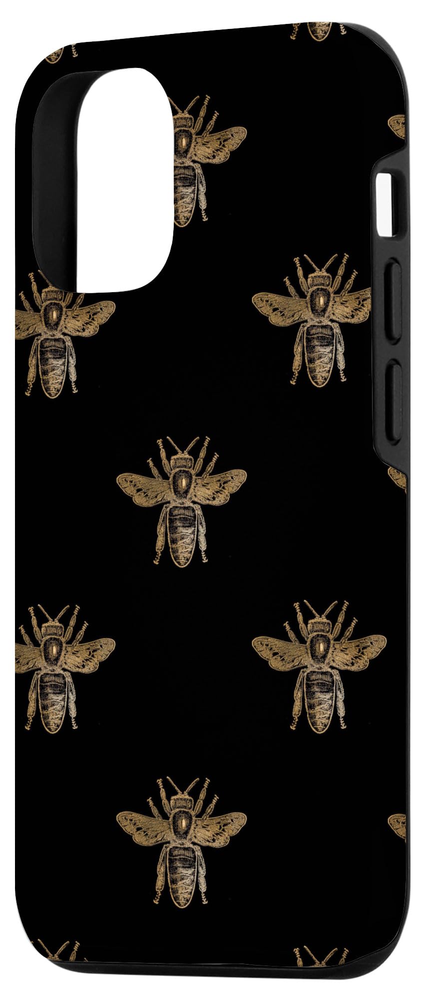 Premium iPhone 12/12 Pro Case with Elegant Bees on Black Background - Slim Protective Phone Cover for Everyday Use, Work & Travel