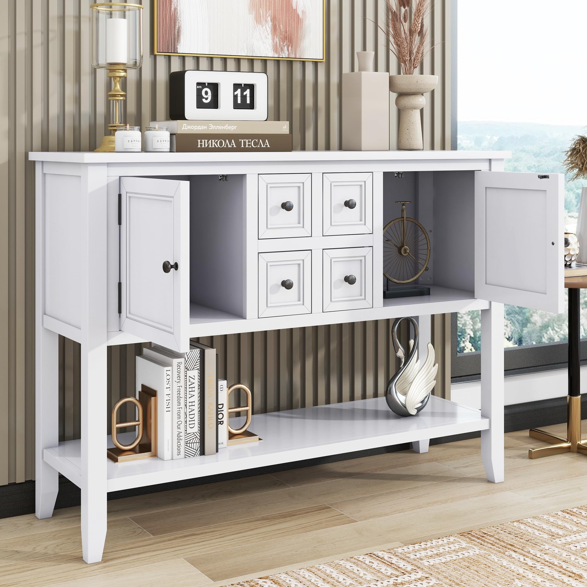 Harper & Bright White Buffet Cabinet - Kitchen Storage Sideboard with Drawers & Cabinets for Dining Room