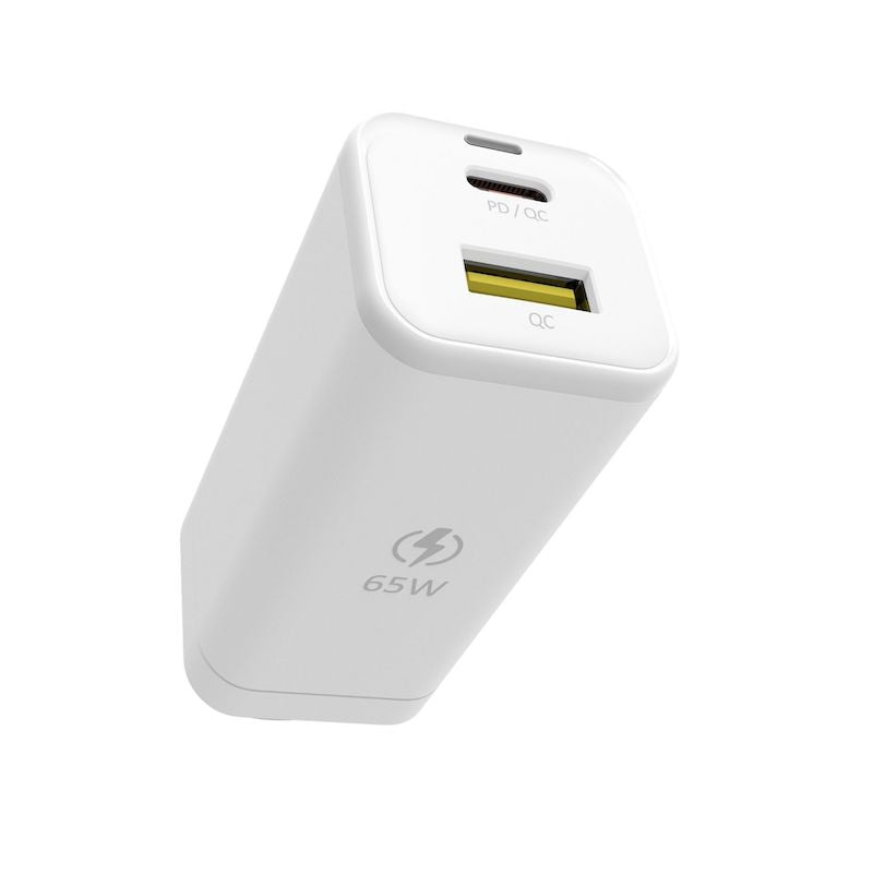 Adam Elements OMNIA 65W USB C Wall Charger - Fast Charging Power Adapter for iPhone, Samsung, MacBook - White | Perfect for Home, Office & Travel