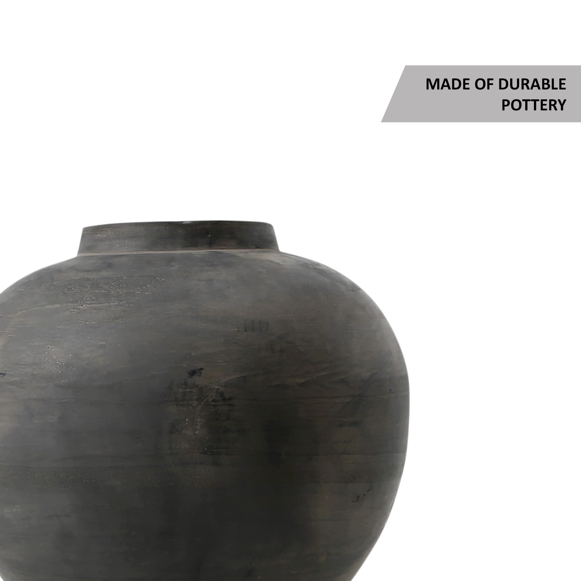 Artissance Earthy Gray Small Apple-Shaped Ceramic Pot - 10 Inch Tall Handmade Pottery Planter for Succulents, Herbs & Home Decor | Perfect for Windowsills, Tabletops & Gift Giving