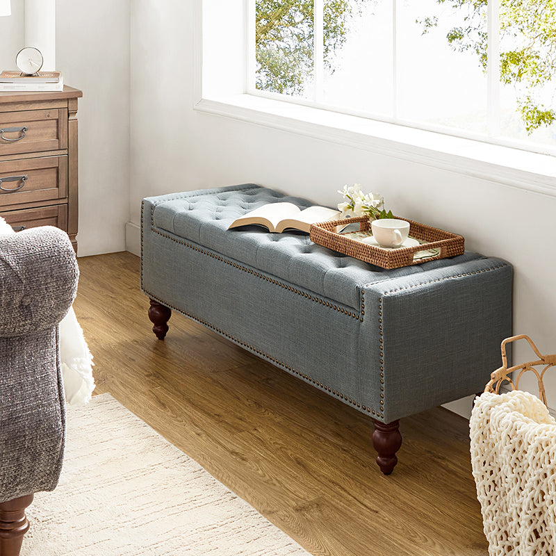 Eugen Upholstered Flip Top Storage Bench - Stylish Ottoman with Hidden Storage for Bedroom, Living Room & Entryway - Perfect for Seating, Storage & Home Decor